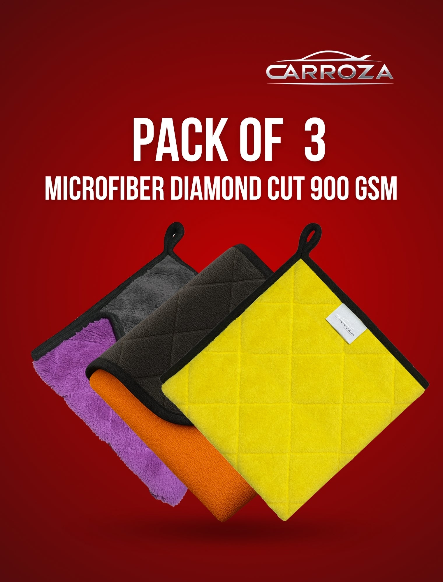 Premium Microfiber Towel Diamond Cut (Pack of 3)